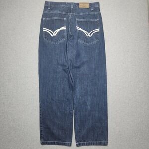 Evolution Design Jeans 34x32 Wide Leg Straight‎ Street Hip Hop Embroidered Y2K